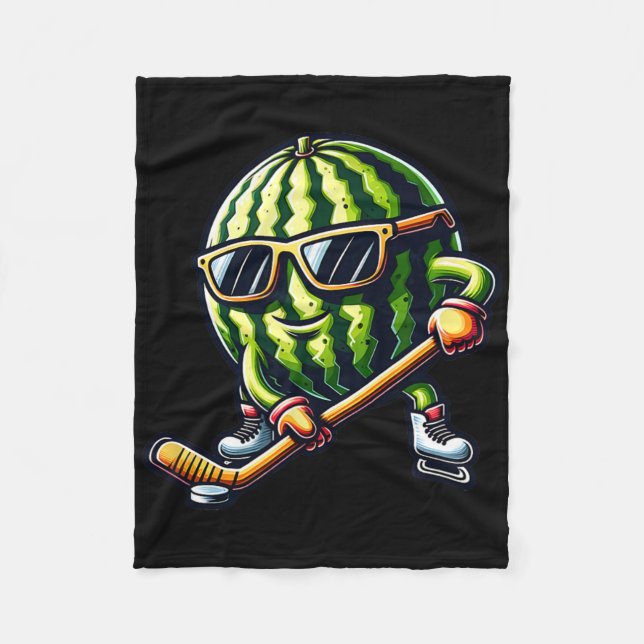 Cool Melon Ice Hockey Fun  Fleece Blanket (Front)