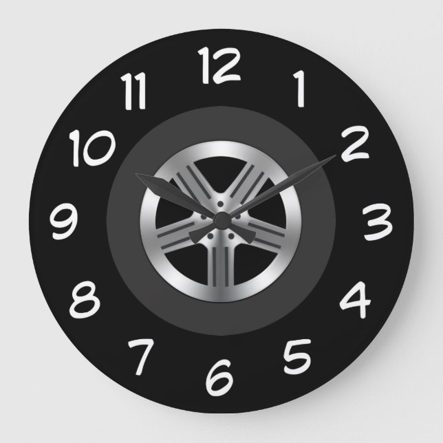 Cool Men's Car Tire Theme Man Cave Wall Clocks (Front)