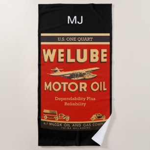 Cool Mens Retro Automotive Theme Beach Towel