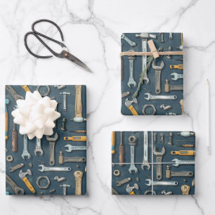 Cool mens tool pattern party  wrapping paper sheet