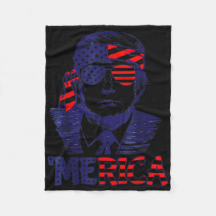 Cool merica Trump Happy 4th Of July Trump American Fleece Blanket