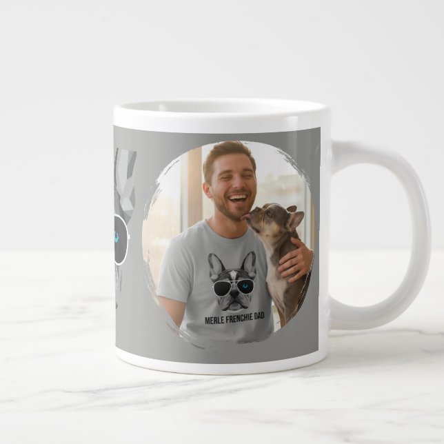 Cool Merle Frenchie Dad French Bulldog  Large Coffee Mug (Right)