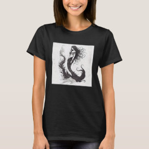 Cool Mermaid Line Illustration Vintage Unique Wome T-Shirt