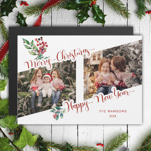 Cool Merry Christmas Calligraphy Holly 2-Photo