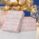 Cool Merry Christmas script font pink pattern Wrapping Paper<br><div class="desc">Merry Christmas script typography gray on blush pink pattern,  all the colors are editable, </div>