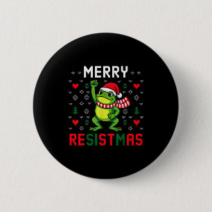 Cool Merry Resistmas Frog Winter Holiday Graphic M 6 Cm Round Badge