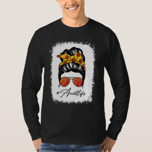 Cool Messy Bun Aunt Life Basketball Mother's Day T-Shirt
