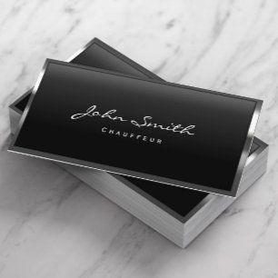 Cool Metal Border Chauffeur Business Card