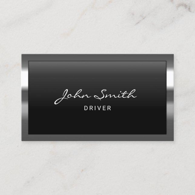 Cool Metal Border Driver Business Card (Front)