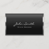 Cool Metal Border Stock Broker Business Card