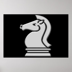 Cool Metallic Chess Knight Horse Piece Poster