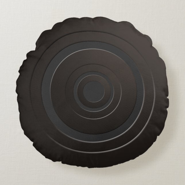 Cool Metallic Circles Black with any Colour Round Cushion (Front)
