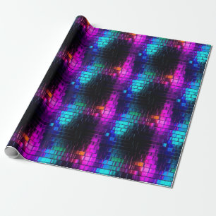 Cool Metallic Magenta Cyan Vaporwave Tile Pattern Wrapping Paper