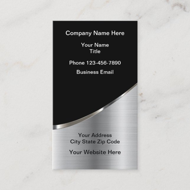Cool Metallic Vertical Format Business Cards (Front)