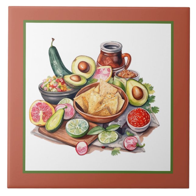 cool Mexican food home Business crafting ceramic  Ceramic Tile (Front)