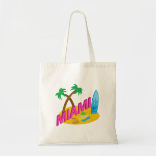 Cool Miami Beach Surfing Palm Trees Tote Bag