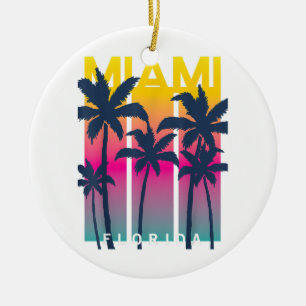 Cool Miami Florida Graphic Design Tees, I Love Mia Ceramic Ornament