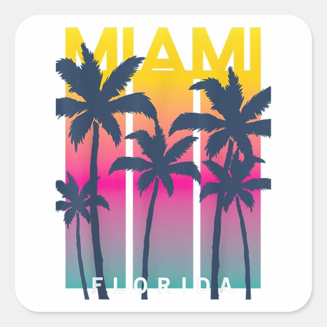 Cool Miami Florida Graphic Design Tees, I Love Mia Square Sticker (Front)