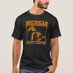 Cool Michigan Unsalted & Shark Free  Funny Fisherm T-Shirt
