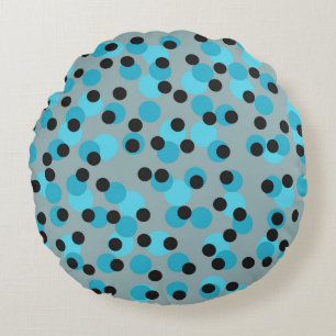 Cool Mid-Century Retro Iceberg Dots Round Cushion