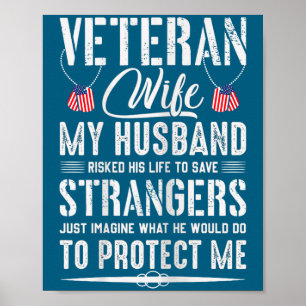 Cool Military Veteran Wife Army Husband Poster