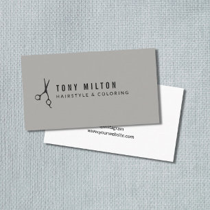 Cool Minimal Grey Black Scissors Hairstylist Business Card