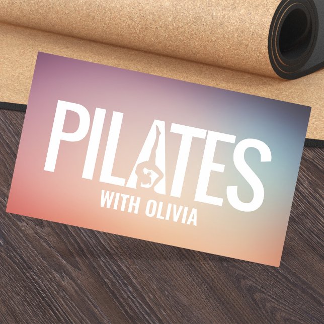 Cool Minimal Pilates Instructor  Business Card (Creator Uploaded)