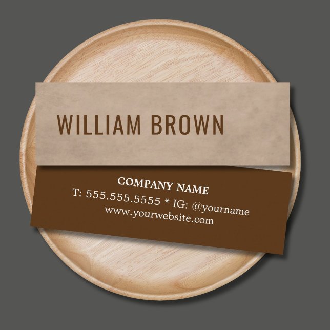 Cool Minimal Texture Beige Brown Bold Consultant Mini Business Card (Creator Uploaded)