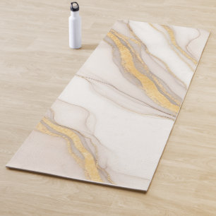 Cool Minimalist Beige Gold Marble Yoga Mat