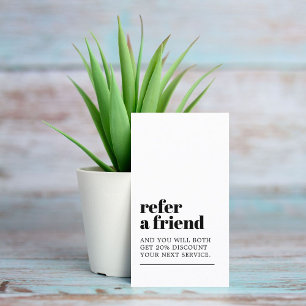 Cool Minimalist Black White Bold Beauty Salon Referral Card