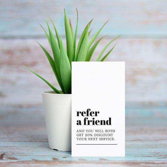Cool Minimalist Black White Bold Beauty Salon Referral Card (Creator Uploaded)