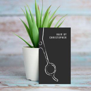 Cool Minimalist Black White Scissors Hair Stylist Business Card