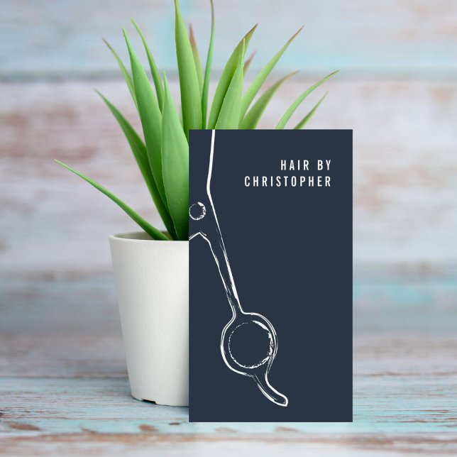 Cool Minimalist Blue White Scissors Hair Stylist Business Card (Creator Uploaded)