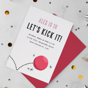 Cool Minimalist Kids Kickball Birthday Party Invitation