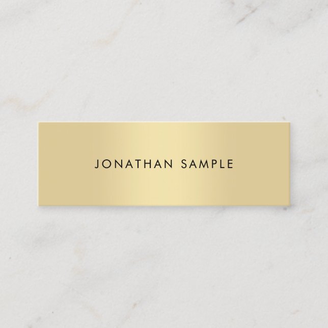 Cool Minimalist Modern Elegant Faux Gold Plain Mini Business Card (Front)