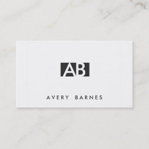 Cool Minimalist Monogram Modern Black and White Business Card