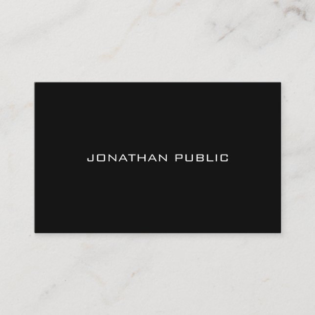 Cool Minimalistic Elegant Black Smart Modern Plain Business Card (Front)