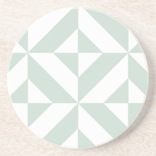 Cool Mint Geometric Deco Cube Pattern Coaster