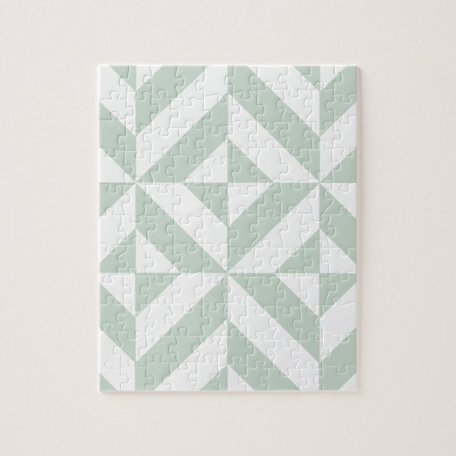 Cool Mint Geometric Deco Cube Pattern Jigsaw Puzzle (Vertical)