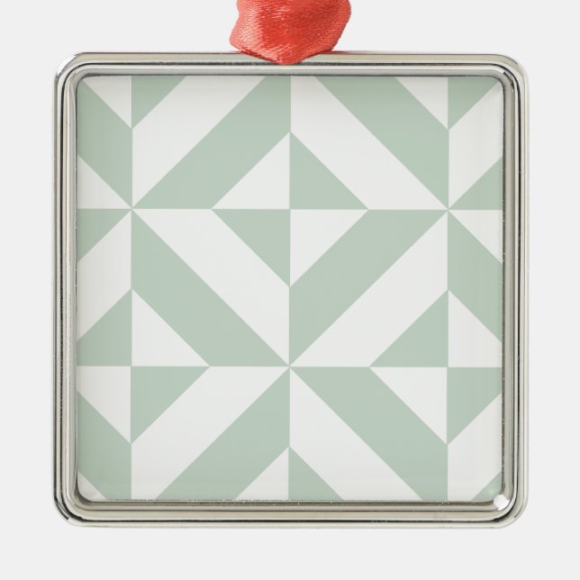 Cool Mint Geometric Deco Cube Pattern Metal Tree Decoration (Front)