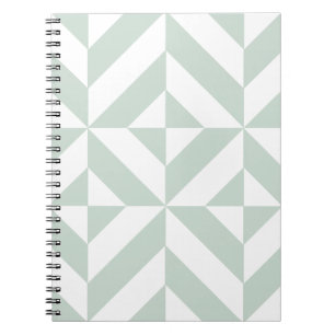 Cool Mint Geometric Deco Cube Pattern Notebook