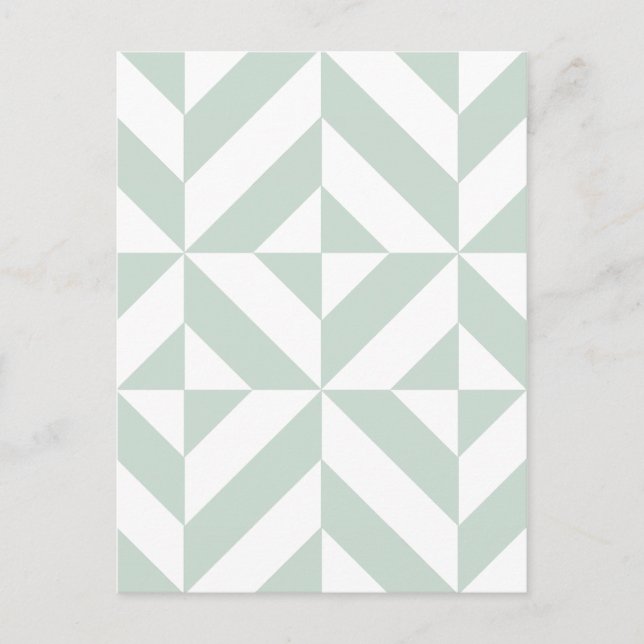 Cool Mint Geometric Deco Cube Pattern Postcard (Front)