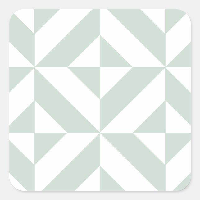 Cool Mint Geometric Deco Cube Pattern Square Sticker (Front)