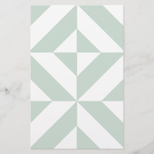 Cool Mint Geometric Deco Cube Pattern Stationery