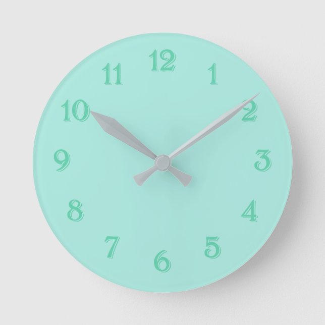 Cool Mint Green Round Clock (Front)