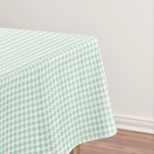 Cool Mint Green White Chequered Pattern Retro Chic Tablecloth
