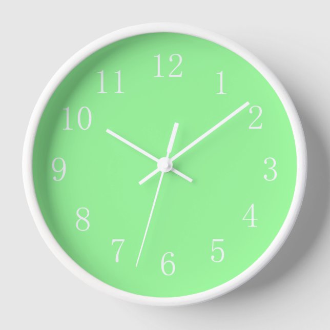 Cool Mint Green with White Accents Bathroom Clock (Front)