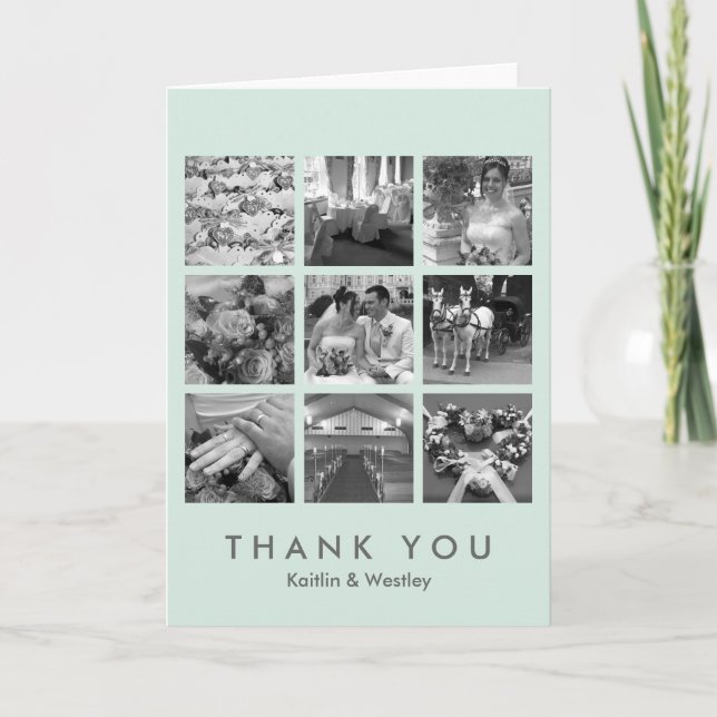 Cool mint grid collage 9 photos memories thank you (Front)