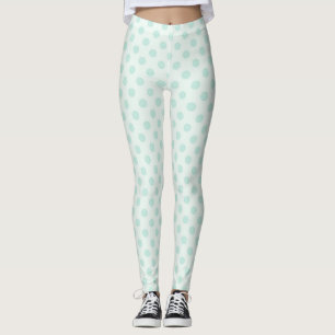 Cool Mint Polka Dots  Leggings