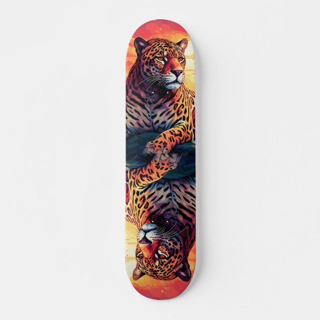 Cool Mirror Image Tropical Tiger Skateboard (Front)